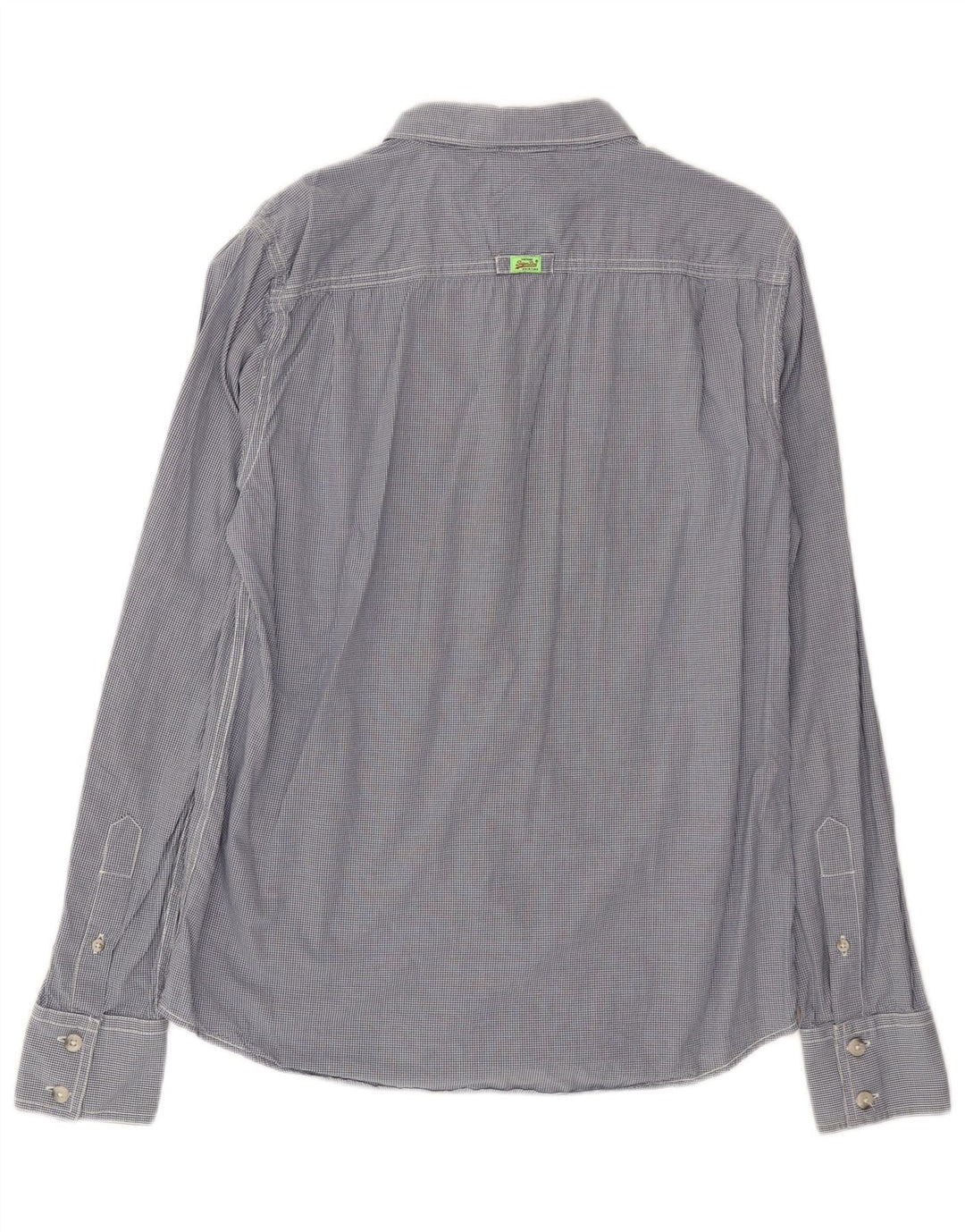 Superdry Herren-Hemd aus mittelblauer Gingham-Baumwolle in Marineblau