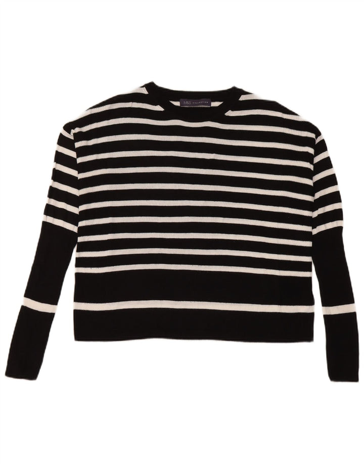 Marks & Spencer Damen-Pullover mit Rundhalsausschnitt, Gr. 14, mittelschwarz gestreift