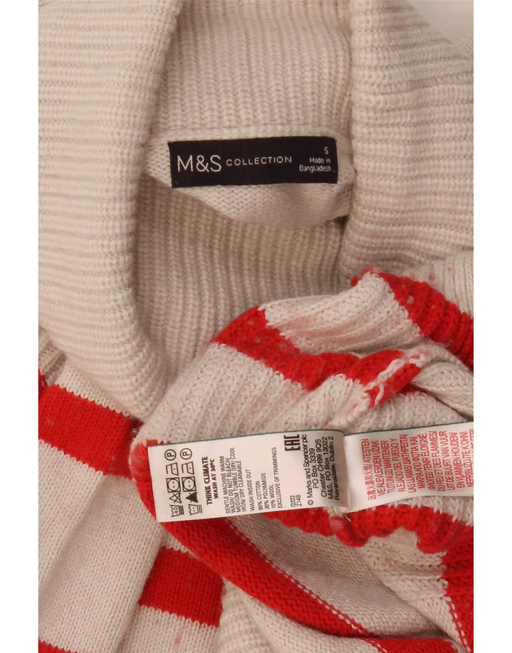 Marks & Spencer Rollkragenpullover für Damen, Gr. 10, Größe S, Weiß, gestreift