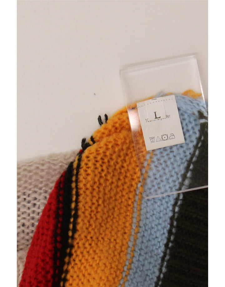 VINTAGE Damen-Pullover mit U-Boot-Ausschnitt, Gr. 14, groß, mehrfarbig