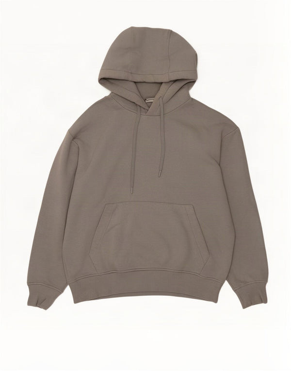 Zara Herren-Kapuzenpullover mit lockerer Passform, mittelgraue Baumwolle