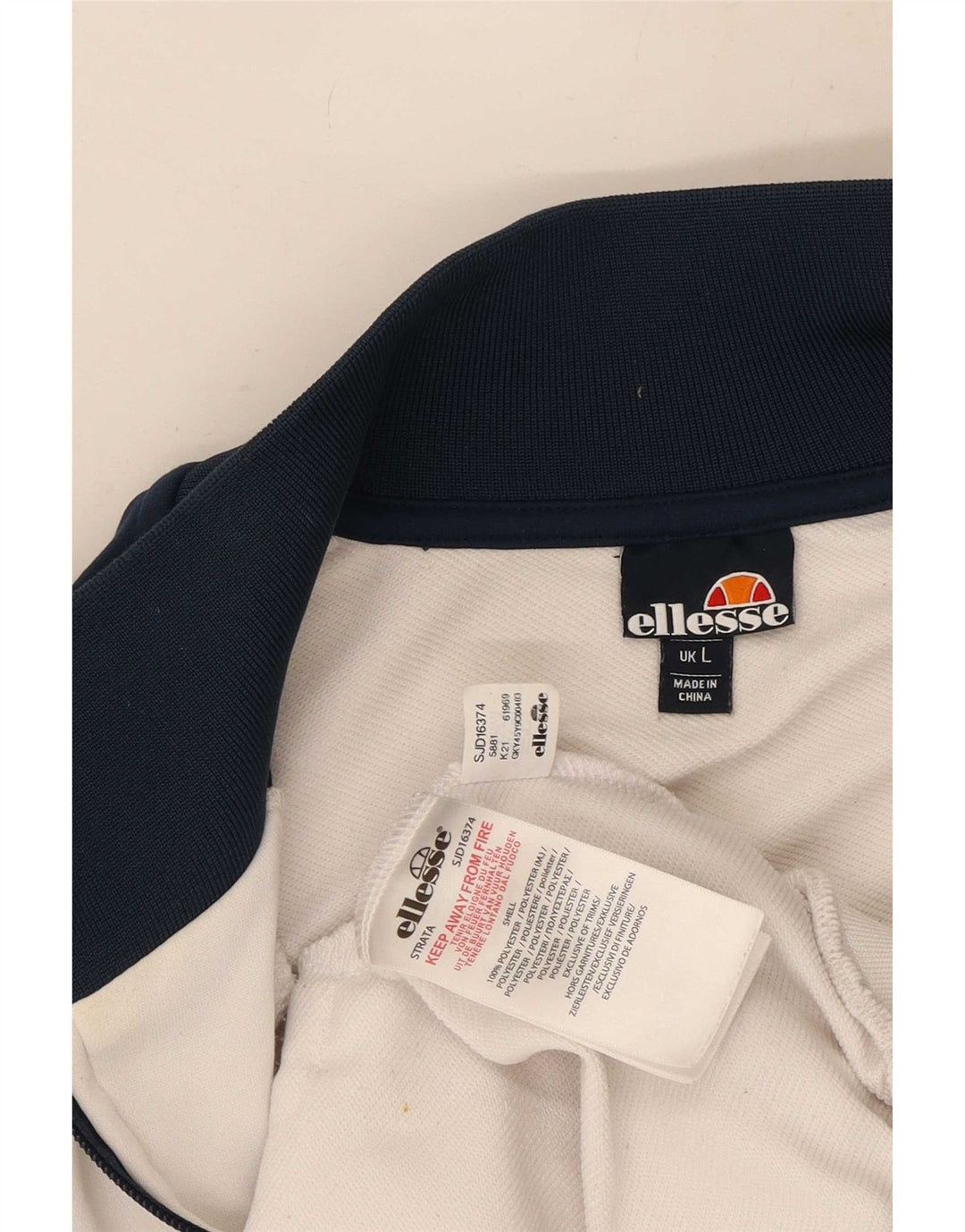 Ellesse Herren-Trainingsanzug-Top-Jacke, großes marineblaues Farbblock-Polyester