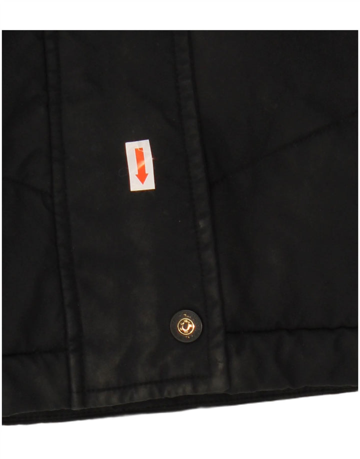 TRUE RELIGION Damen Crop Wattierte Jacke UK 16 Large Schwarz Polyester