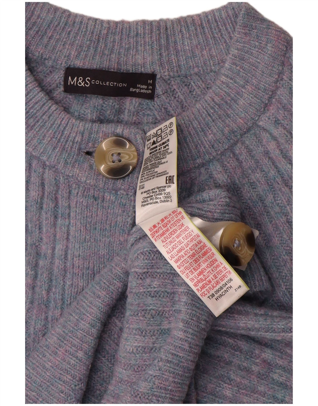 Marks & Spencer Damen Crop Cardigan Pullover UK 14 Mittelblau meliert