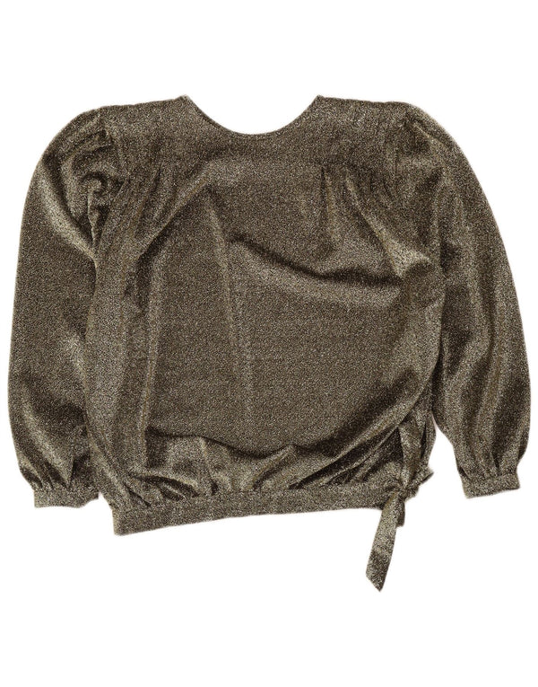 Vintage Damen Relaxed Fit Bluse Top UK 18 XL Gold meliert