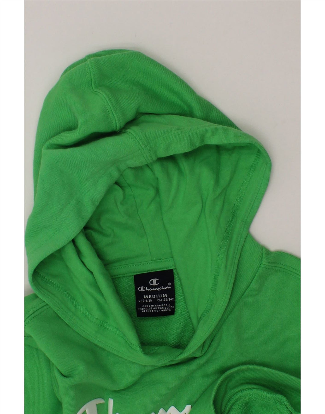 CHAMPION Boys Graphic Hoodie Jumper 9-10 Years Medium  Green Vintage Champion and Second-Hand Champion from Messina Hembry 