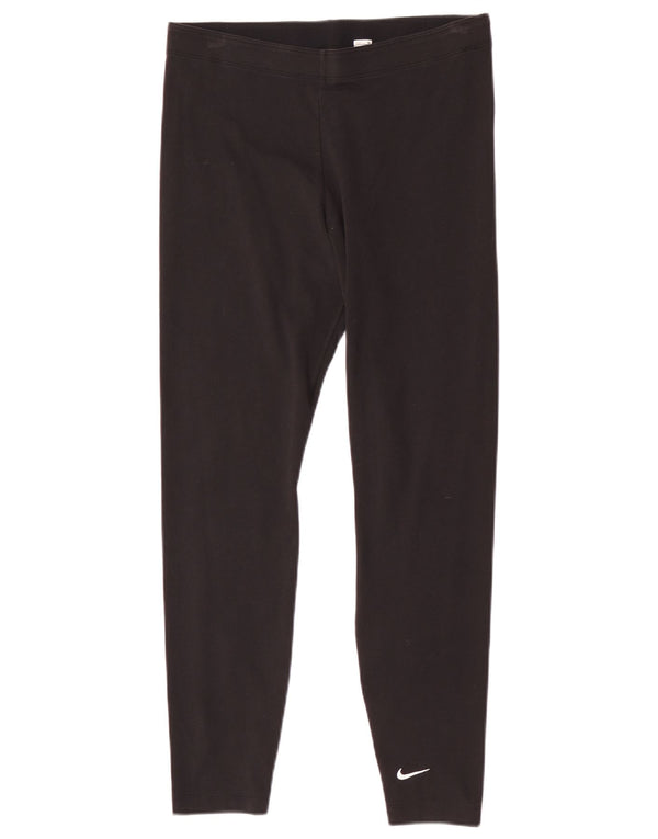Nike Damen Leggings UK 14 Large Schwarz Baumwolle