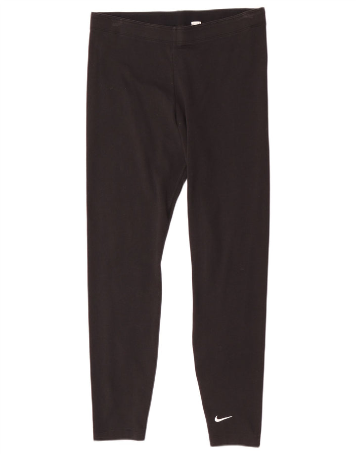Nike Damen Leggings UK 14 Large Schwarz Baumwolle
