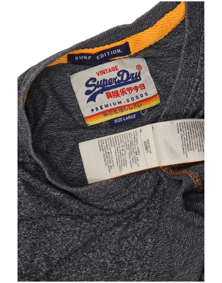 SUPERDRY Herren-T-Shirt-Oberteil, groß, marineblau gesprenkelte Baumwolle
