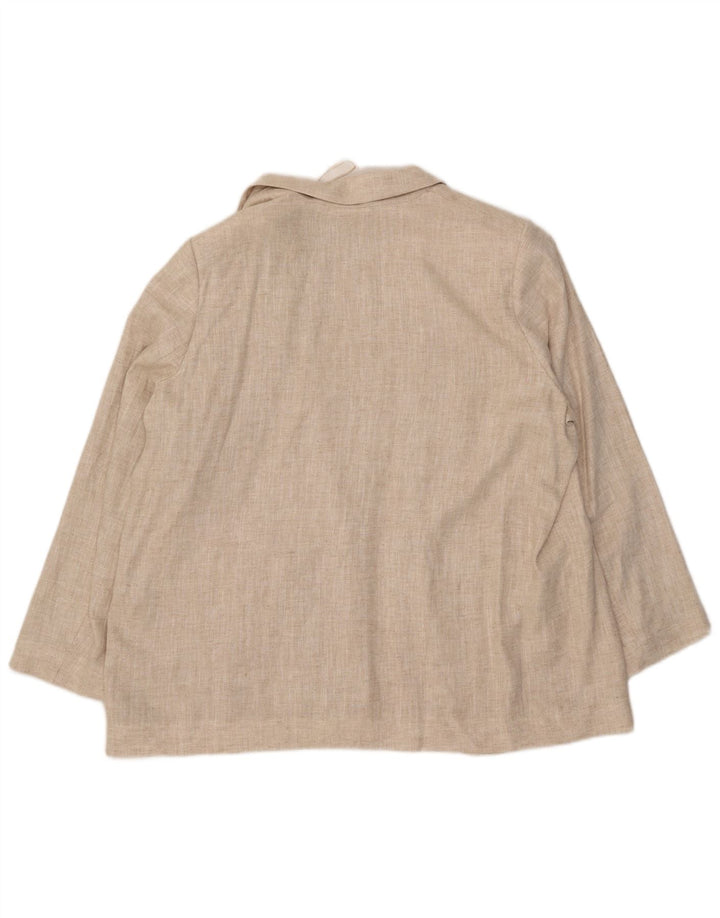 MARKS & SPENCER Offene Damen-Blazerjacke UK 20 2XL Beige Leinen
