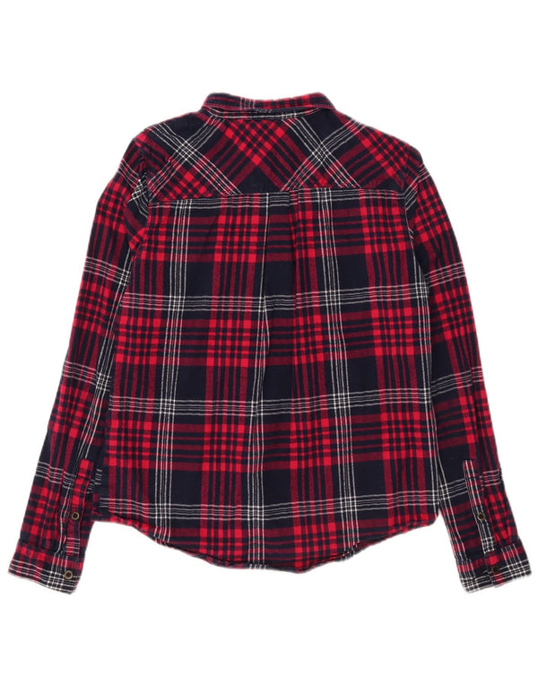 Superdry Damen Flanellhemd UK 14 Mittelrot karierte Baumwolle