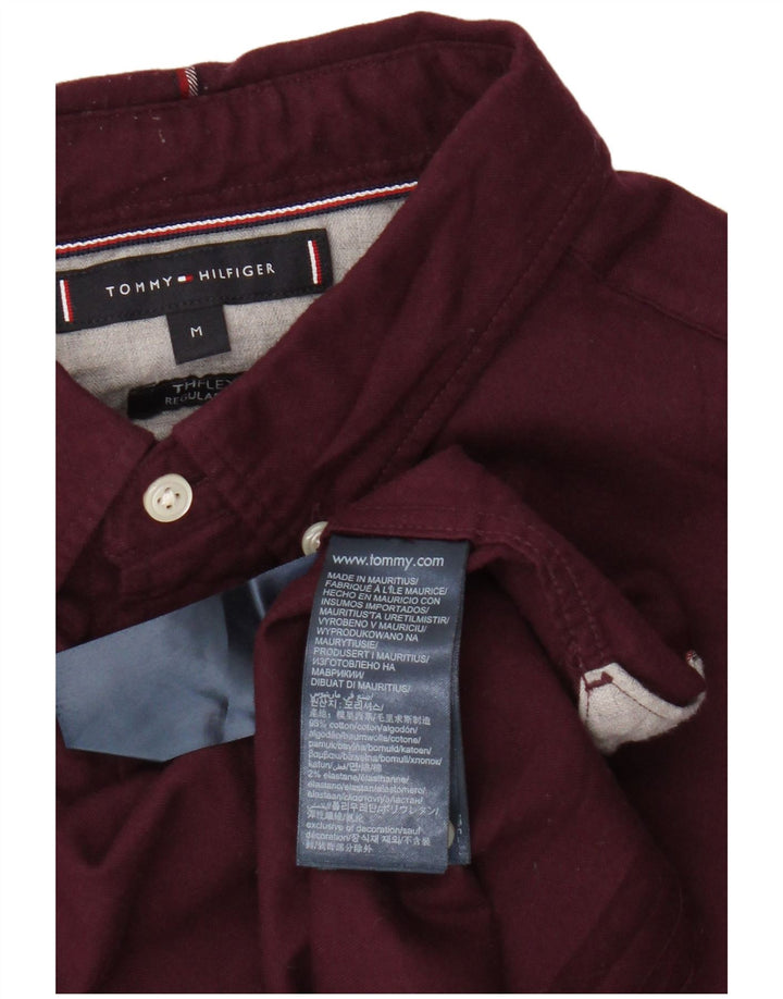 Tommy Hilfiger Herren-Hemd mit normaler Passform, mittlere Burgunder-Baumwolle