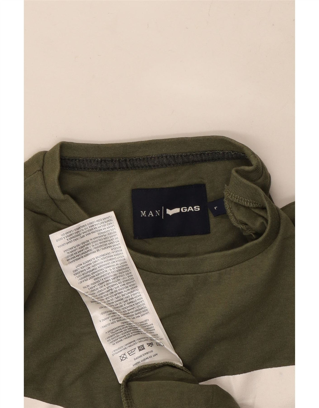 GAS Herren-T-Shirt mit Grafik, groß, Khaki, Baumwolle