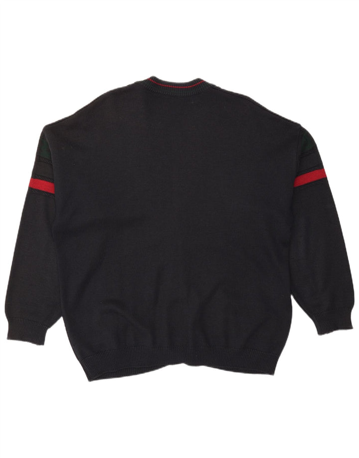 Vintage Herren Cardigan Pullover XL Schwarz Farbblock