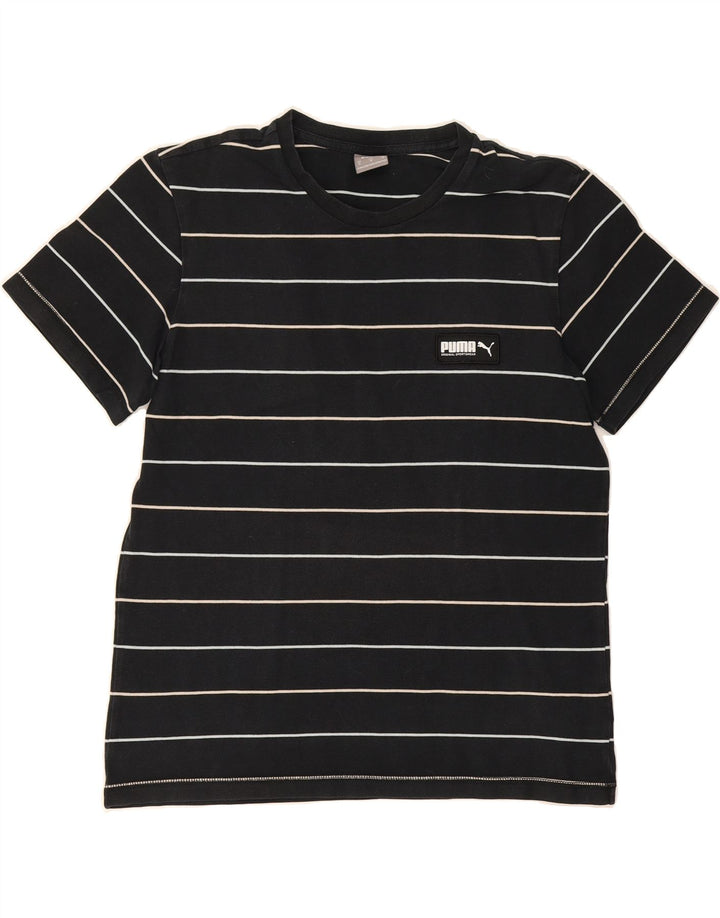 PUMA Mens T-Shirt Top Medium Black Striped Cotton Vintage Puma and Second-Hand Puma from Messina Hembry 