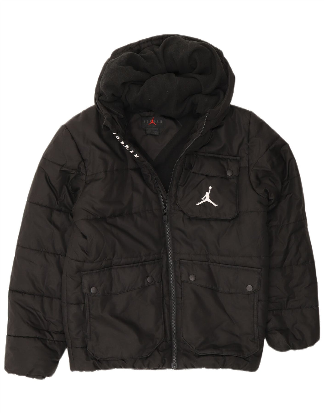 Jordan Jungen wattierte Jacke mit Kapuze, 13–14 Jahre, schwarzes Polyester