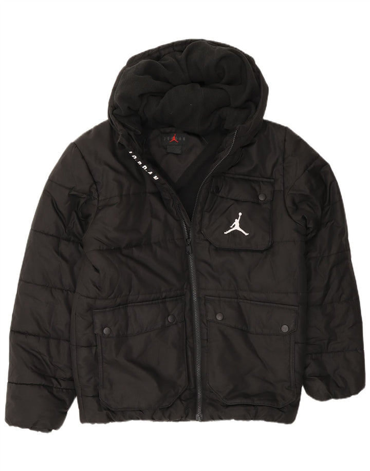 Jordan Jungen wattierte Jacke mit Kapuze, 13–14 Jahre, schwarzes Polyester