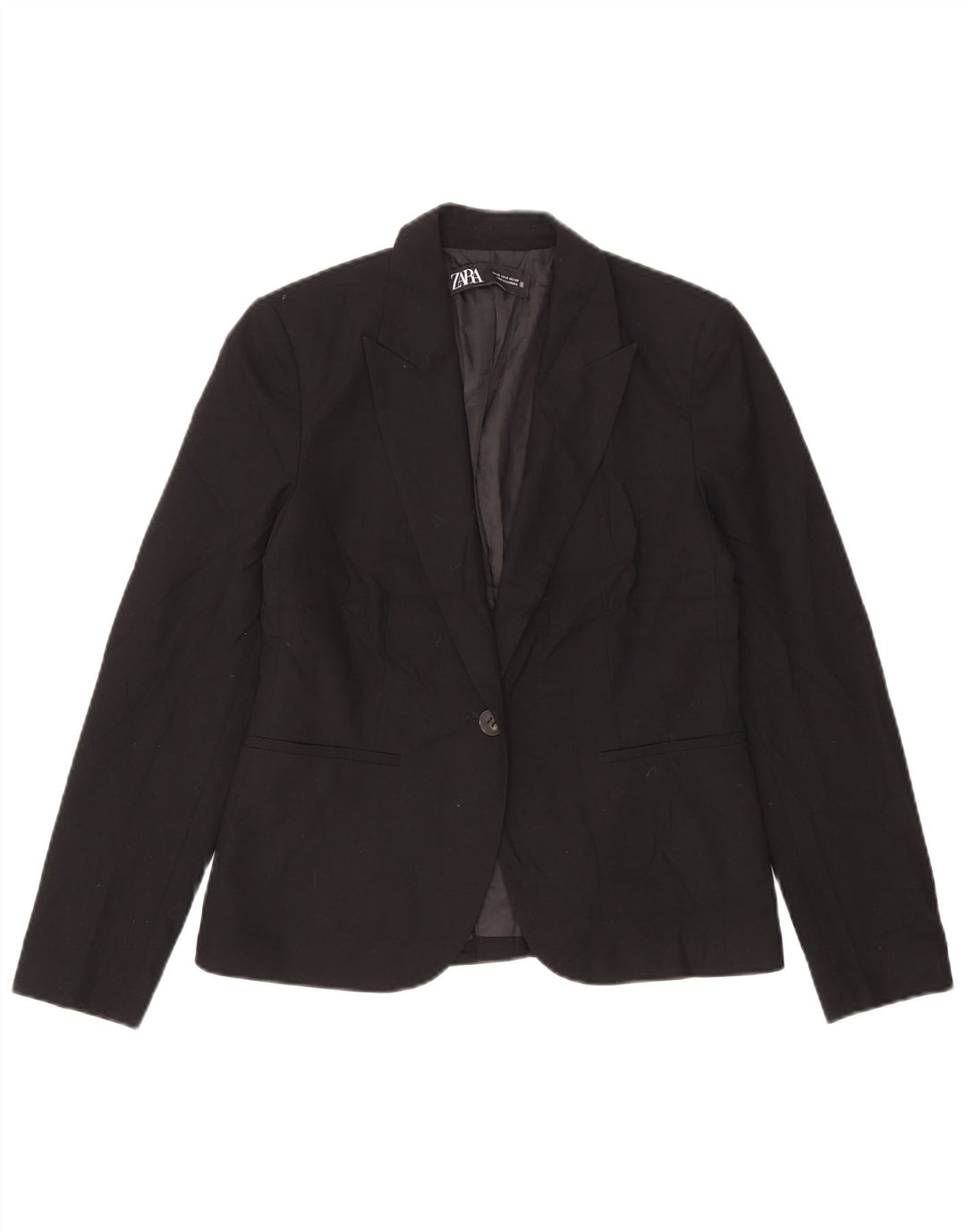 Zara Damen 1-Knopf-Blazerjacke EU 38 Small Schwarz Polyester