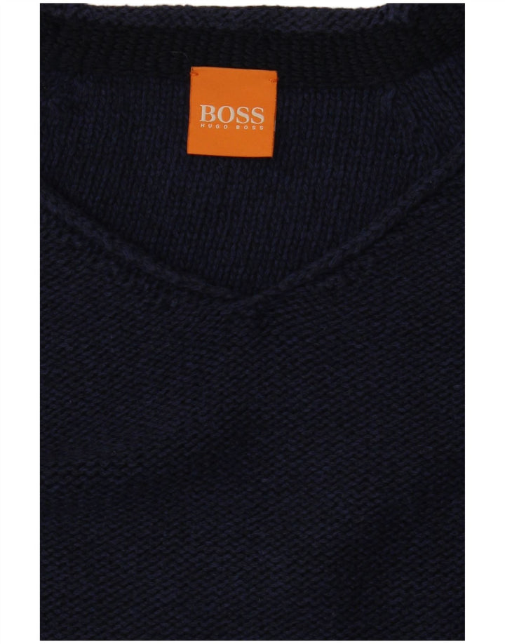 HUGO BOSS Damen-Pullover mit V-Ausschnitt, Gr. 10, Marineblau