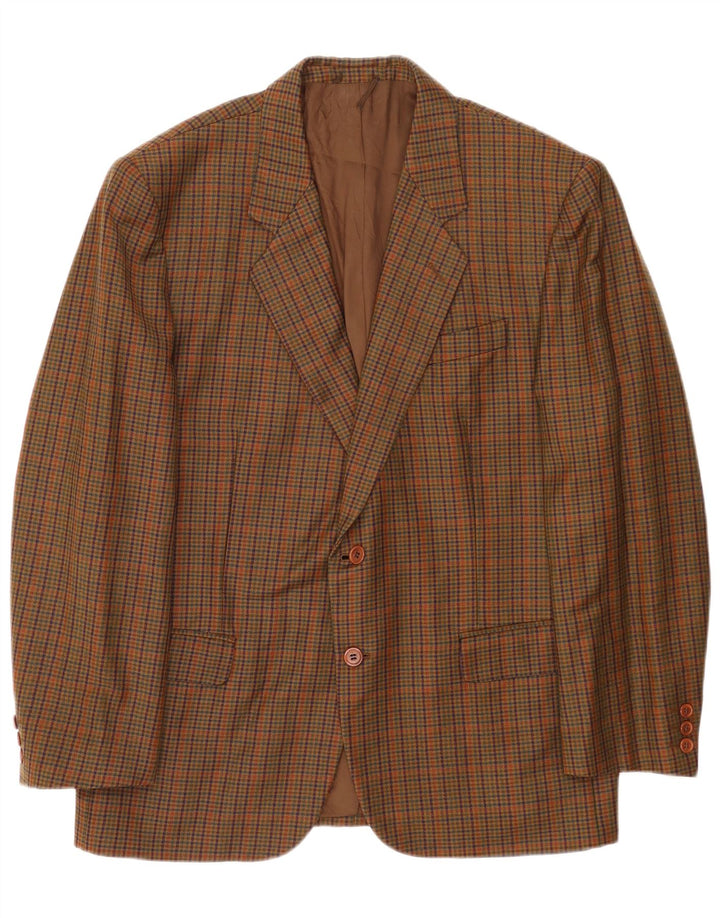 Monti Herren-Blazer mit 2 Knöpfen, IT 52 XL, braune Hahnentritt-Schurwolle