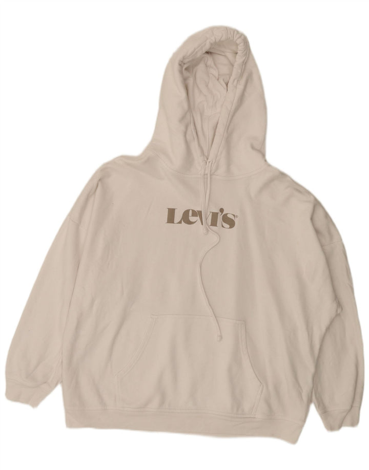 Levi's Herren-Pullover mit grafischem Kapuzenpullover, groß, aus weißer Baumwolle