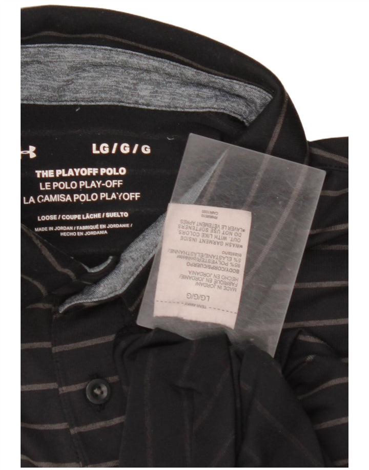 UNDER ARMOUR Herren-Poloshirt, groß, schwarz gestreift, Polyester