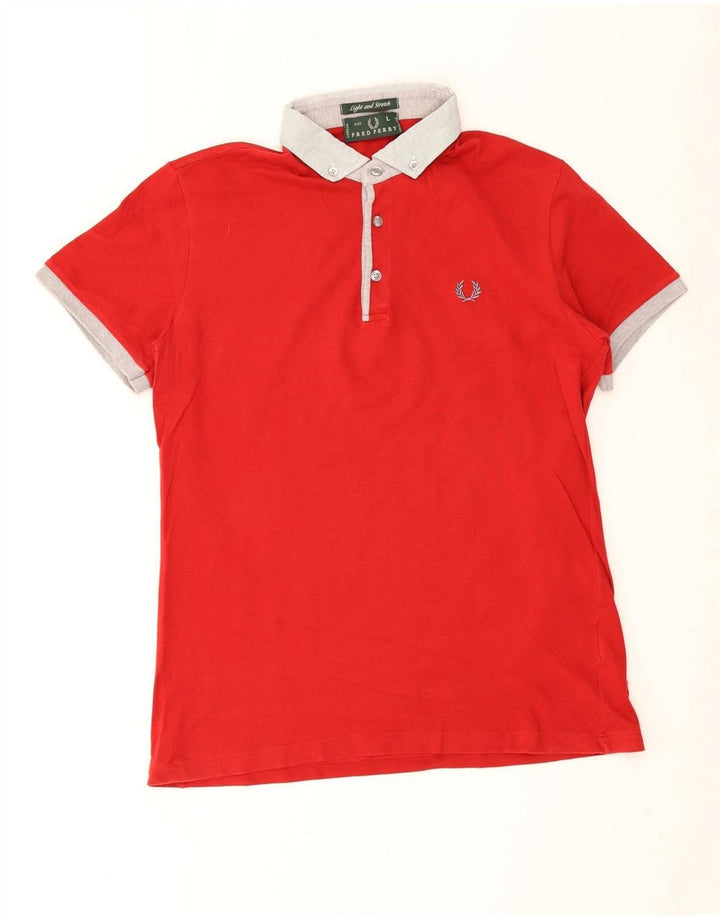Fred Perry Herren Rugby-Poloshirt, große rote Baumwolle