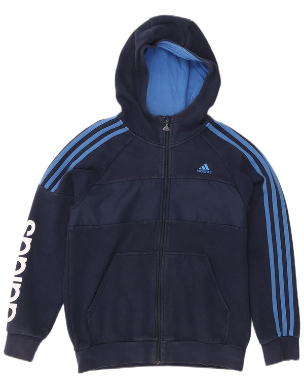 ADIDAS Kapuzenpullover mit grafischem Reißverschluss für Jungen, 12–13 Jahre, Marineblau, Farbblock