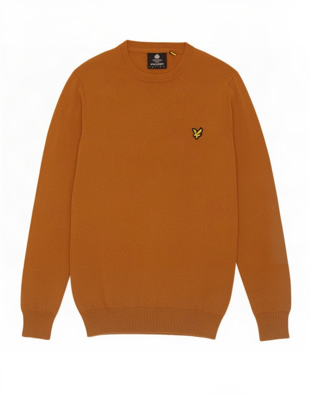Lyle & Scott Herren-Pullover mit Rundhalsausschnitt, Größe S, braune Baumwolle