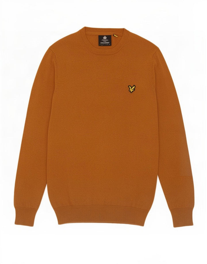 Lyle & Scott Herren-Pullover mit Rundhalsausschnitt, Größe S, braune Baumwolle