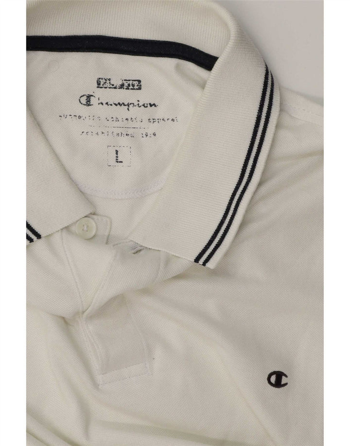 Champion Herren-Poloshirt, groß, weiß gestreift