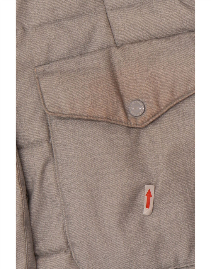 Barbour Wattierter Damenmantel mit Kapuze, UK 16, großes graues Polyester