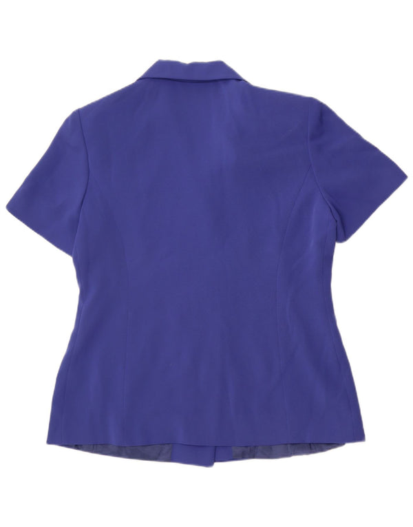 Dream Womens Short Sleeve Double Breasted Blazer Jacket UK 12 Medium Blue