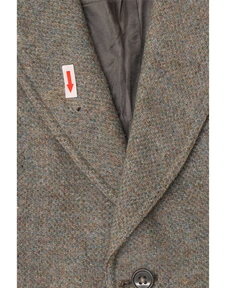 Harris Tweed Damen-Militär-Blazer mit 2 Knöpfen, UK 8, kleine Khaki-Wolle