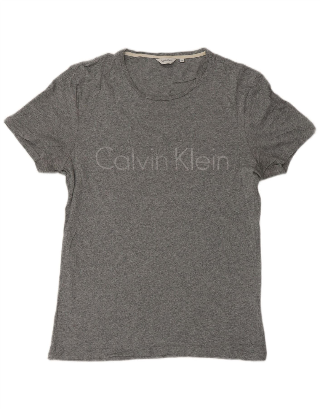 CALVIN KLEIN Herren Grafik-T-Shirt-Oberteil aus mittelgrau gesprenkelter Baumwolle