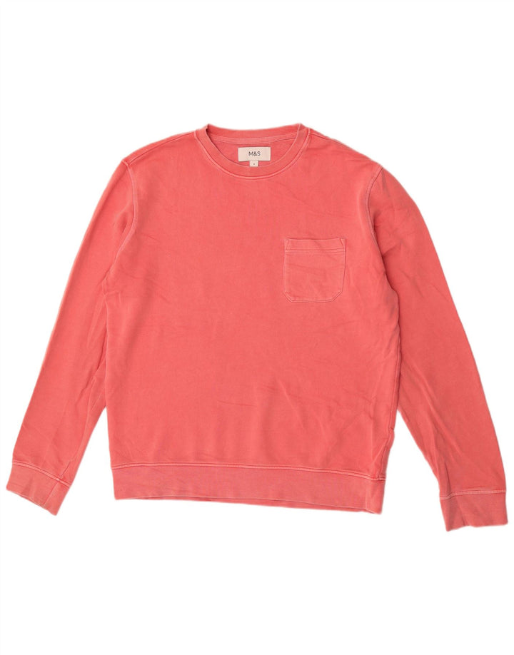 Marks & Spencer Herren-Sweatshirt-Pullover aus mittelrosa Baumwolle