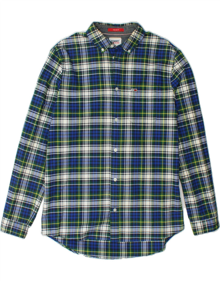TOMMY HILFIGER Mens Shirt Medium Blue Check Cotton Vintage Tommy Hilfiger and Second-Hand Tommy Hilfiger from Messina Hembry 