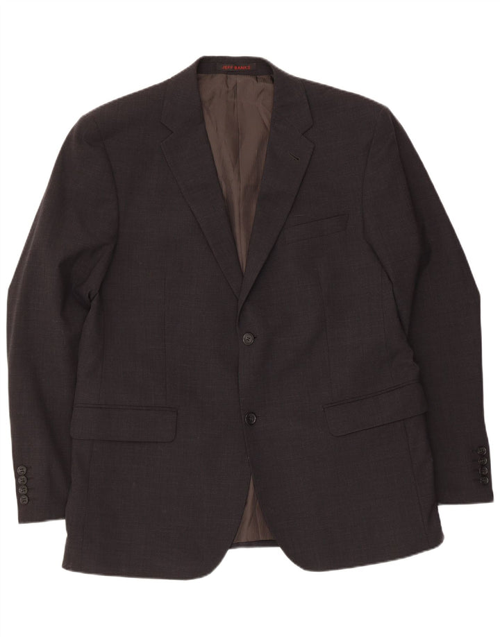 Jeff Banks Herren-Blazer mit 2 Knöpfen, UK 42, XL, graue Wolle