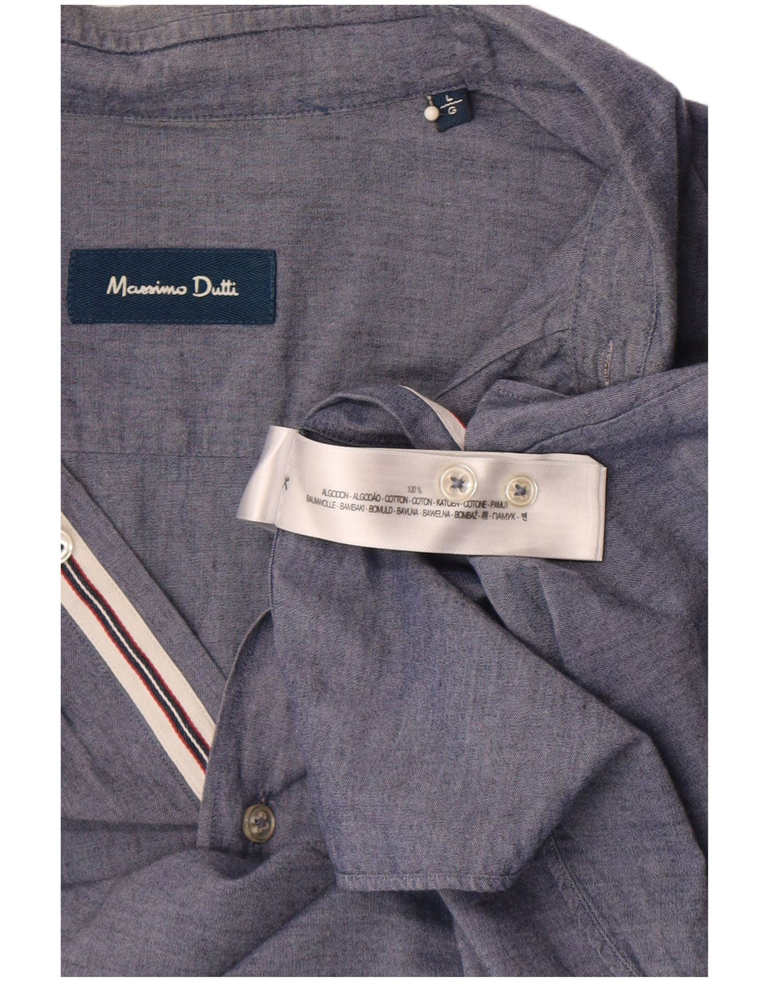 Massimo Dutti Herrenhemd, groß, graue Baumwolle