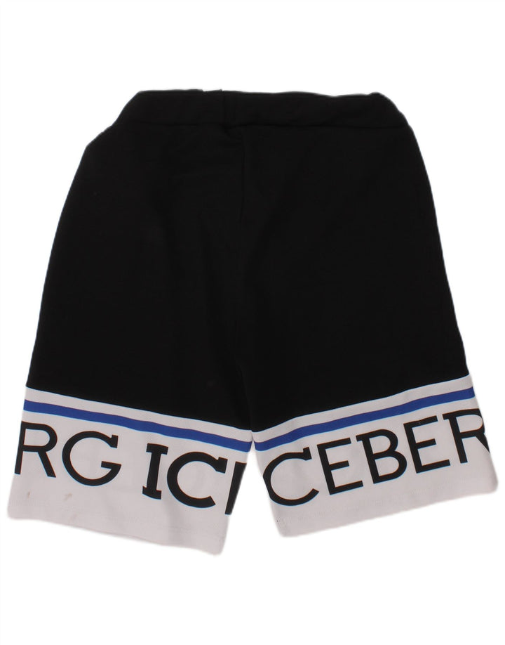 ICEBERG Boys Graphic Sport Shorts 8-9 Years  Black Colourblock Polyester
