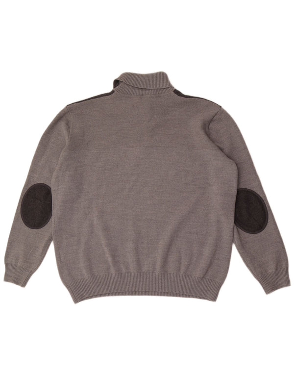 Navigare Herren-Pullover mit Reißverschluss am Hals, 3XL, graue Colourblock-Wolle