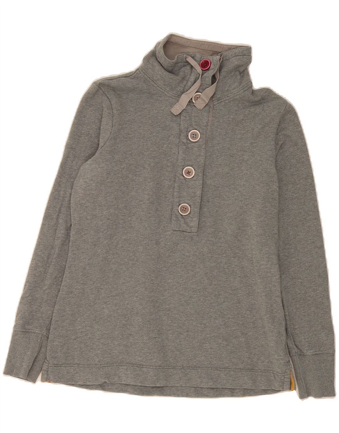 JOULES Womens Button Neck Sweatshirt Jumper UK 12 Medium  Grey Cotton Vintage Joules and Second-Hand Joules from Messina Hembry 