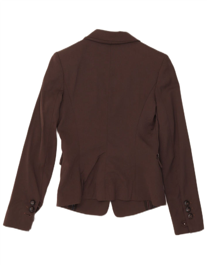 Pinko Damen 1-Knopf-Blazer-Jacke, UK 8, kleine braune Wolle