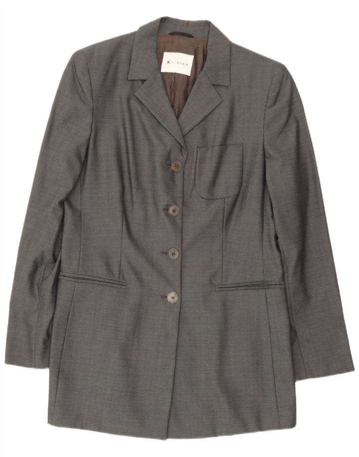 Koan Damen-Blazer mit 4 Knöpfen, IT 44, mittelgraue Schurwolle