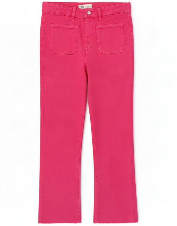 Zara Damen Straight Jeans EU 38 Small W28 L26 Rosa Baumwolle