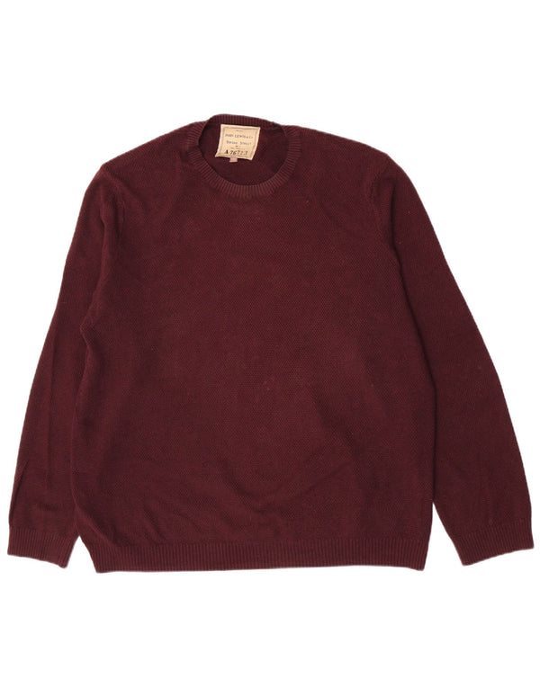 John Lewis Herren-Pullover mit Rundhalsausschnitt, 2XL, Burgunderrot, Baumwolle