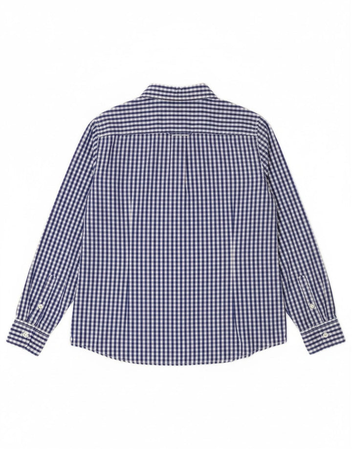 Benetton Damen-Hemd UK 16, Größe L, blau, Gingham-Baumwolle