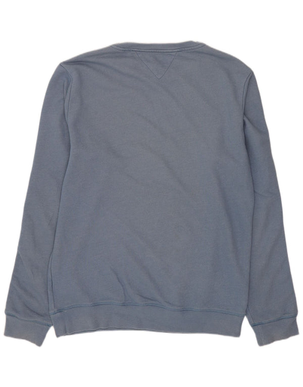 Tommy Hilfiger Mens Graphic Sweatshirt Jumper Large Blue Colourblock Cotton