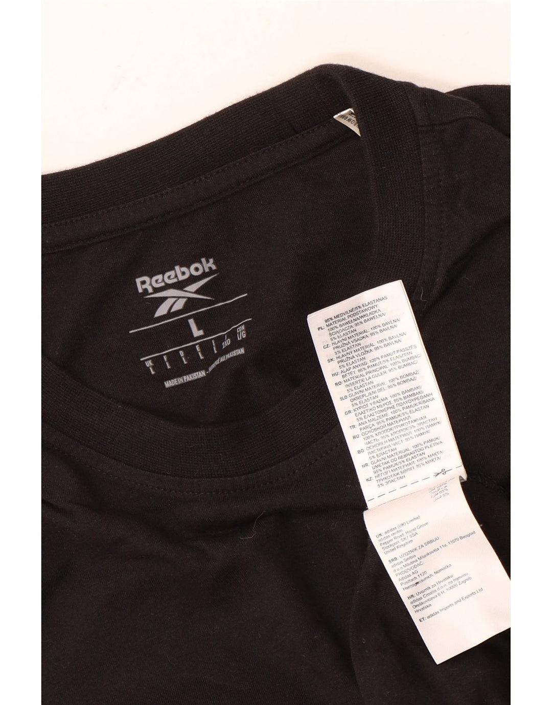 REEBOK Herren T-Shirt Top Large Schwarz Baumwolle