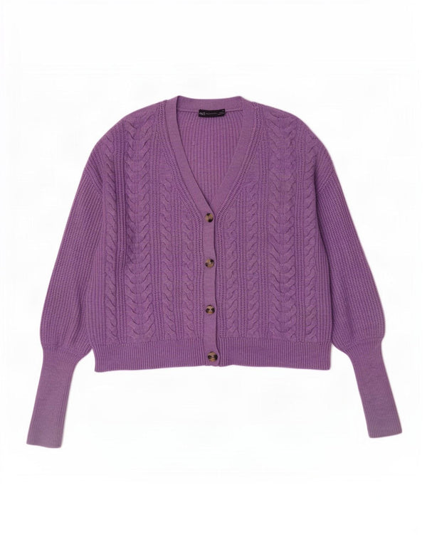 Marks & Spencer Damen Crop Cardigan Pullover UK 14 Mittellila Viskose